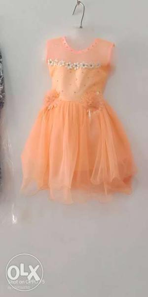 Girl's Orange Sleeveless Dress