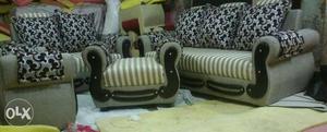 Gray And White Stripe Sofa Set