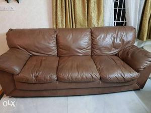 Homecentre brown leather sofa  yr old