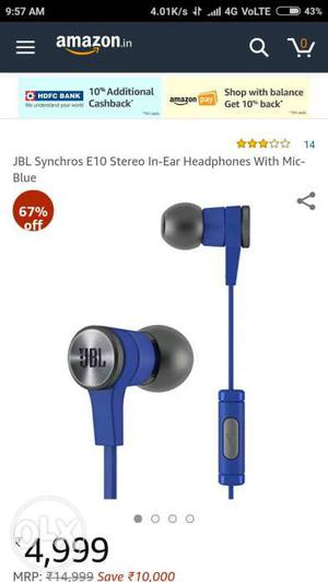 JBL Synchros E10 Stereo In-ear Headphones Screenshot