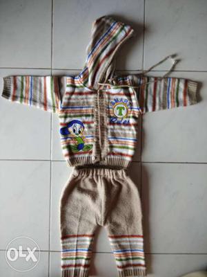 Multicolored Striped Zip-up Hoodie And Pants Set