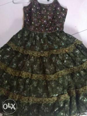 Olive green gown for girls age 9-11