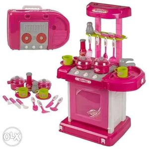 Pink And Gray Kitchen Toy Set