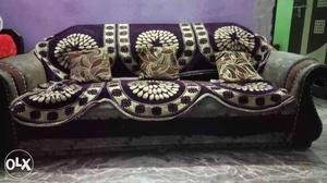 Purple, Grey, And Brown Floral Sofa