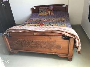 Queen Bed with Cotton Mattress Solid TeakWood bed