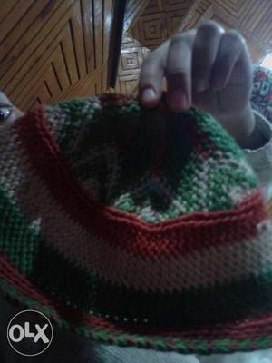 Red, Green, And White Knit Cap