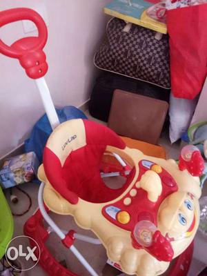 Toddler's Beige And Red Push Walker