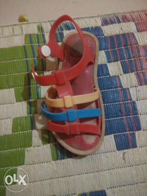 Toddler's Red, Brown, And Blue Jelly Sandal