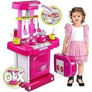 Toddler's White And Purple Plastic Kitchen Toy Set