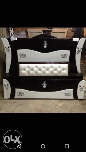 White And Black Tufted Bed Frame