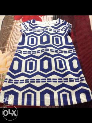 White and blue dress for 3-4 yres baby girl