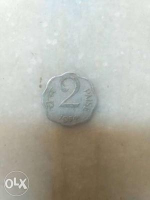 2 Silver-colored India Paise Coin