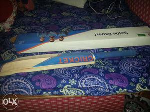 Blue And Brown Cricket Wooden Bat With Box