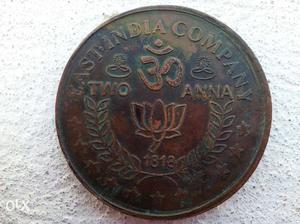 Bronze East India company coin (TWO ANNA) 