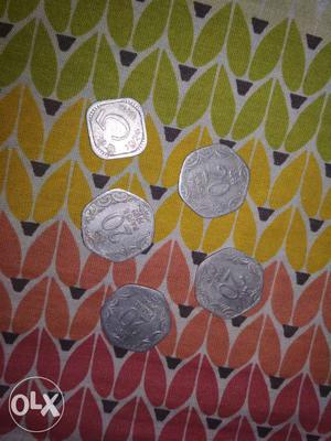 Old coins 500 each*5 and 20paise coins