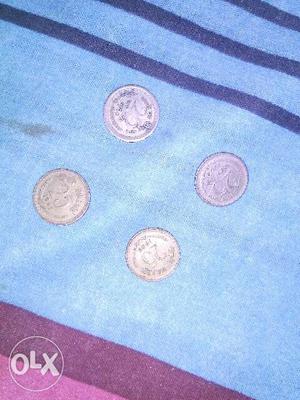 Old silver col. paise coins.also 10