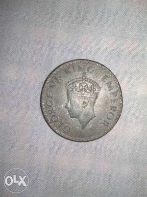 Round George VI King Emperor Indian British Coin