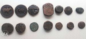 Set of 14 coins, very old and antique kings time coins for