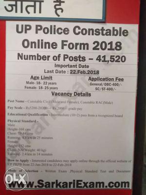UP Police Contable Online Form