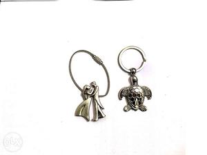 Wedding Couple And Silver-colored Turtle Key Chains