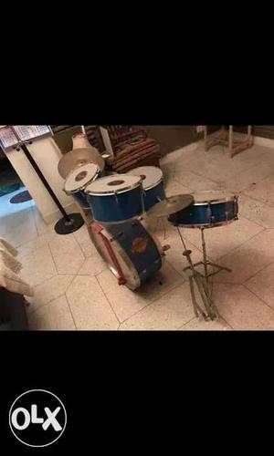 White And Blue Drum Set