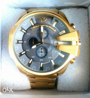 Big chief chronograph by diesel watch gold chain