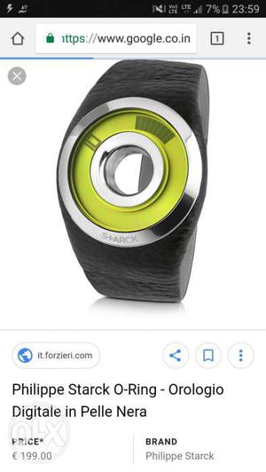 Black And Green Philippe Starck O-Ring- Digital Watch