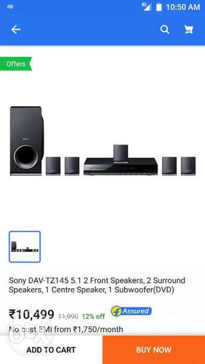 Black Sony DAV-TZ Front Speakers