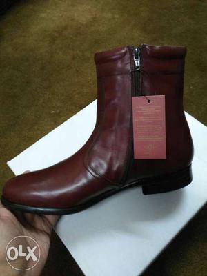 Brown Leather Side-zip Bootie