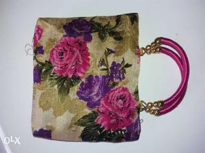 Brown, Pink, And Purple Floral Handbag
