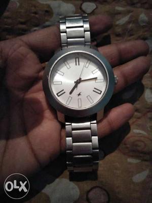 Fastrack wrist hand watch with steel body and