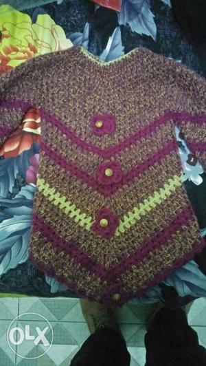Girl's Pink And Brown Knitted Top
