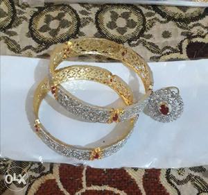 Gold-colored And Silver-colored Bangle Bracelets