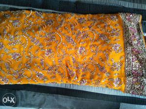 Orange And Purple Beaded Textile