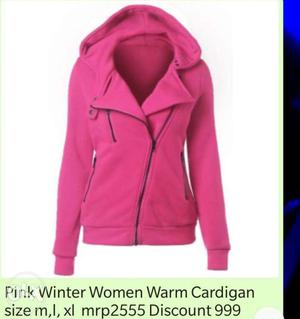 Pink Zip-up Warm Cardigan