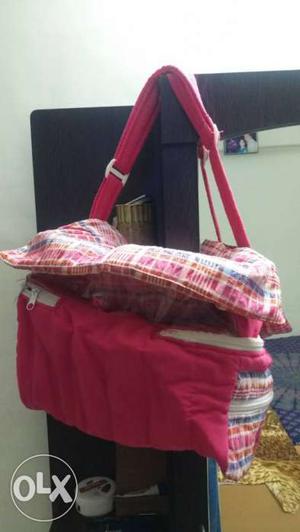 Pink and white Baby cloth carry Bag