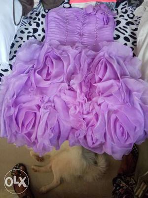 Purple Tube Ruffled Mini Dress
