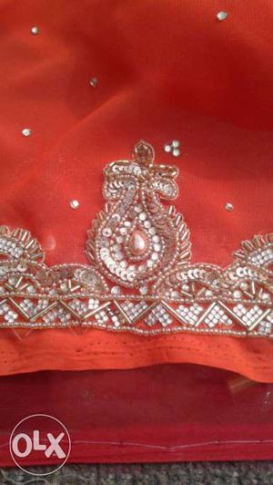 Red And White Floral Dupatta Traditional Scarf