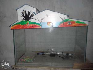 Big size fish tank with two lights and stone