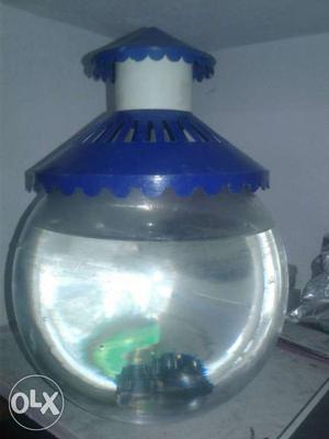 Fish bowl with blue top...