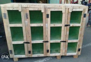 White And Green Wooden Pet Cages