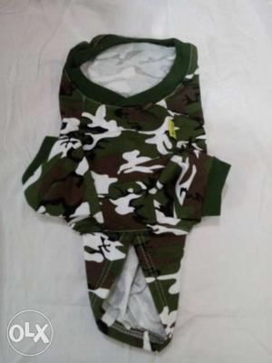 White, Green, And Brown Camouflage Long-sleeved for Dog or
