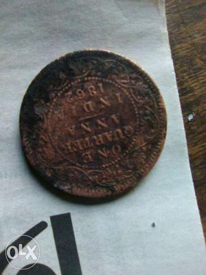  Copper-colored 1 British Indian Coin