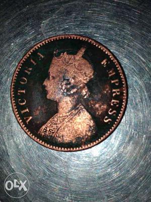 Woman's Profile Round Copper Coin