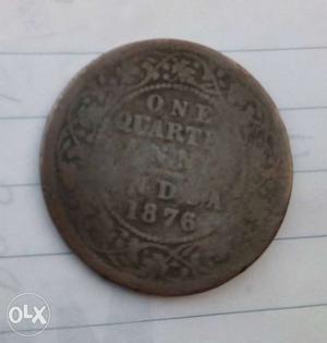 ) years old coin one Quarter Anna india.