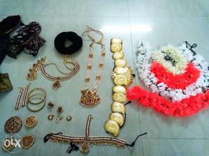 Bharatnatyam full jewellery set with dress