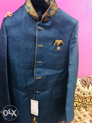 Blue And Brown Jodhpuri Suit
