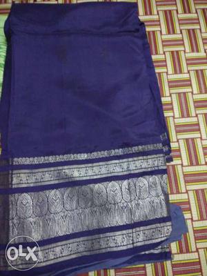 Blue And Gray Tussar Silk