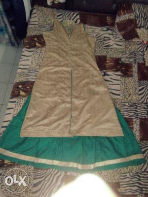 Brown And Teal Sari Traditional Dress