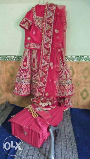 New Branded Wedding Red colour Langha No use